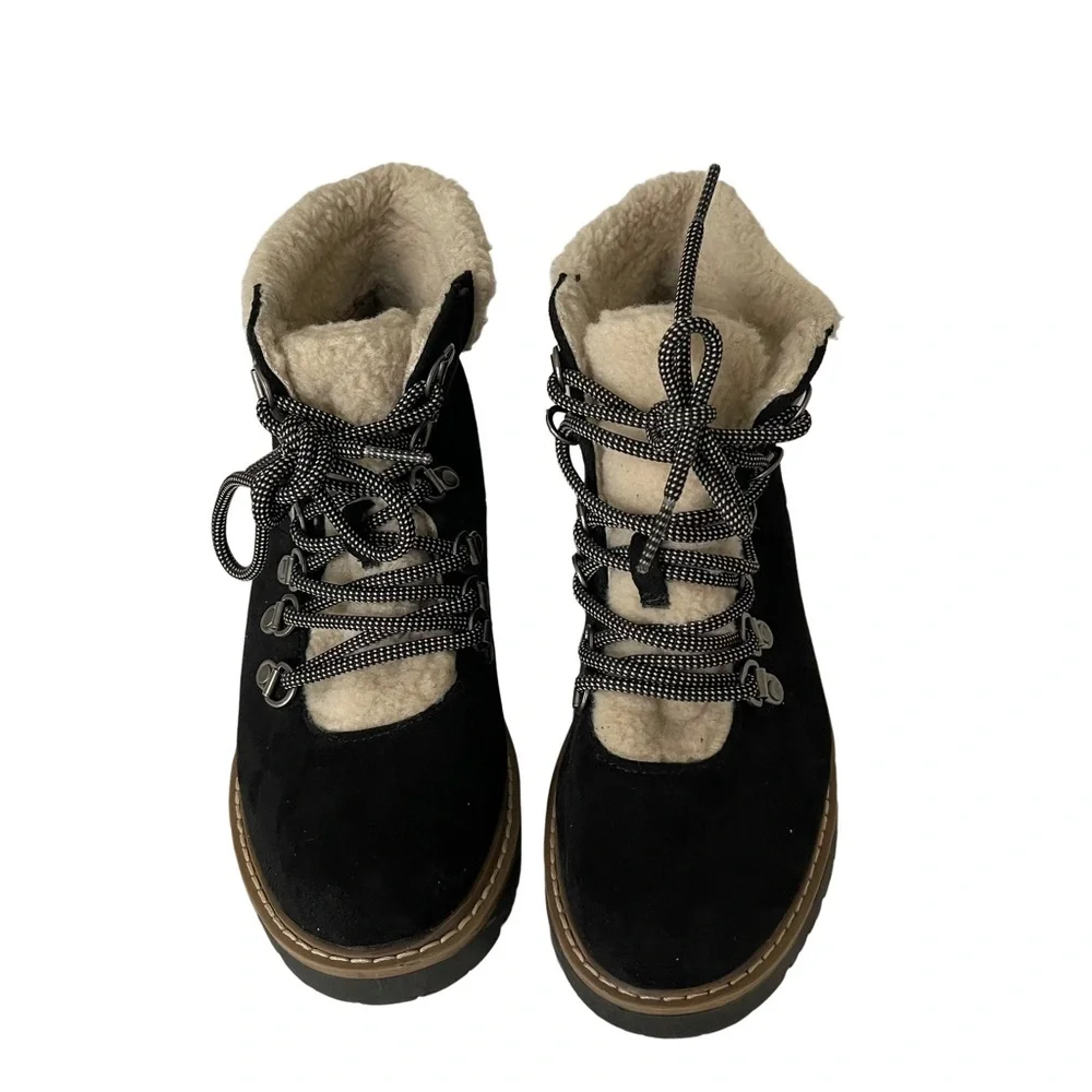 Black Booties by Cliffs with faux fur and suede. Size 5.5 M. Like New.